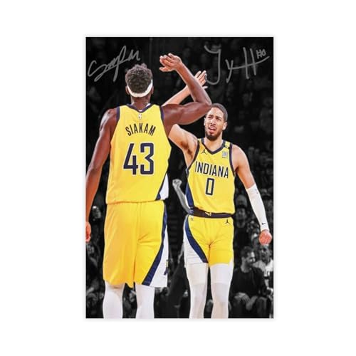 Tyrese Haliburton Pascal Siakam Indiana Pacers Signiertes Foto Autogramm Druck Poster Wandkunst Wohnkultur Leinwand Poster Wandkunst Dekor Druck Bild Gemälde für Wohnzimmer Schlafzimmer Dekoration