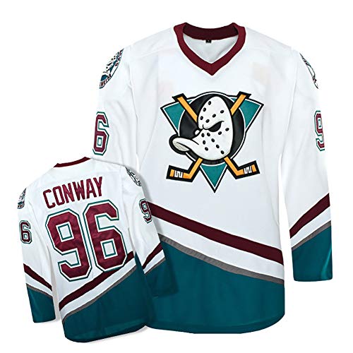 Yajun Charlie Conway #96 Mighty Ducks Film Eishockey Trikots Jersey NHL Herren Sweatshirts Atmungsaktiv T-Shirt Bekleidung,M