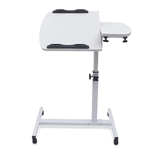 Verstellbarer Computertisch,Büro Laptop-Schreibtisch,Rolling Table Computer Mobile Stand,kippbarer Schreibtisch Sofa-Beistelltisch,Es kann als Esstisch, Studiertisch, Bürotisch,Weiß