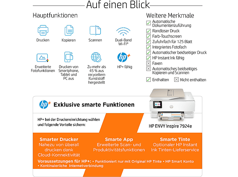 HP ENVY 7922e Tintenstrahl Multifunktionsdrucker WLAN