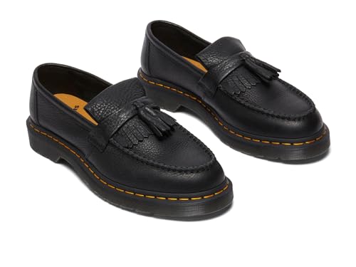 Dr. Martens Unisex-Erwachsene Adrian Yellow Stitch Leather Loafers, Schwarz, 43 EU