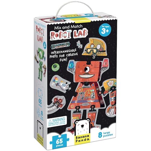 Banana Panda - Mix and Match Robot Lab - 8 große, austauschbare Puzzlespiele für Kinder ab 3 Jahren und älter