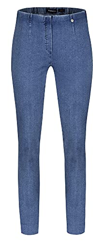 Robell Style Marie – Bequeme, Denim Power Stretch Jeans, Gerade geschnittenes Bein mit Schlitz, Bitte Zwei Größen Kleiner bestellen, Farbe Light Denim Blue Größe 46