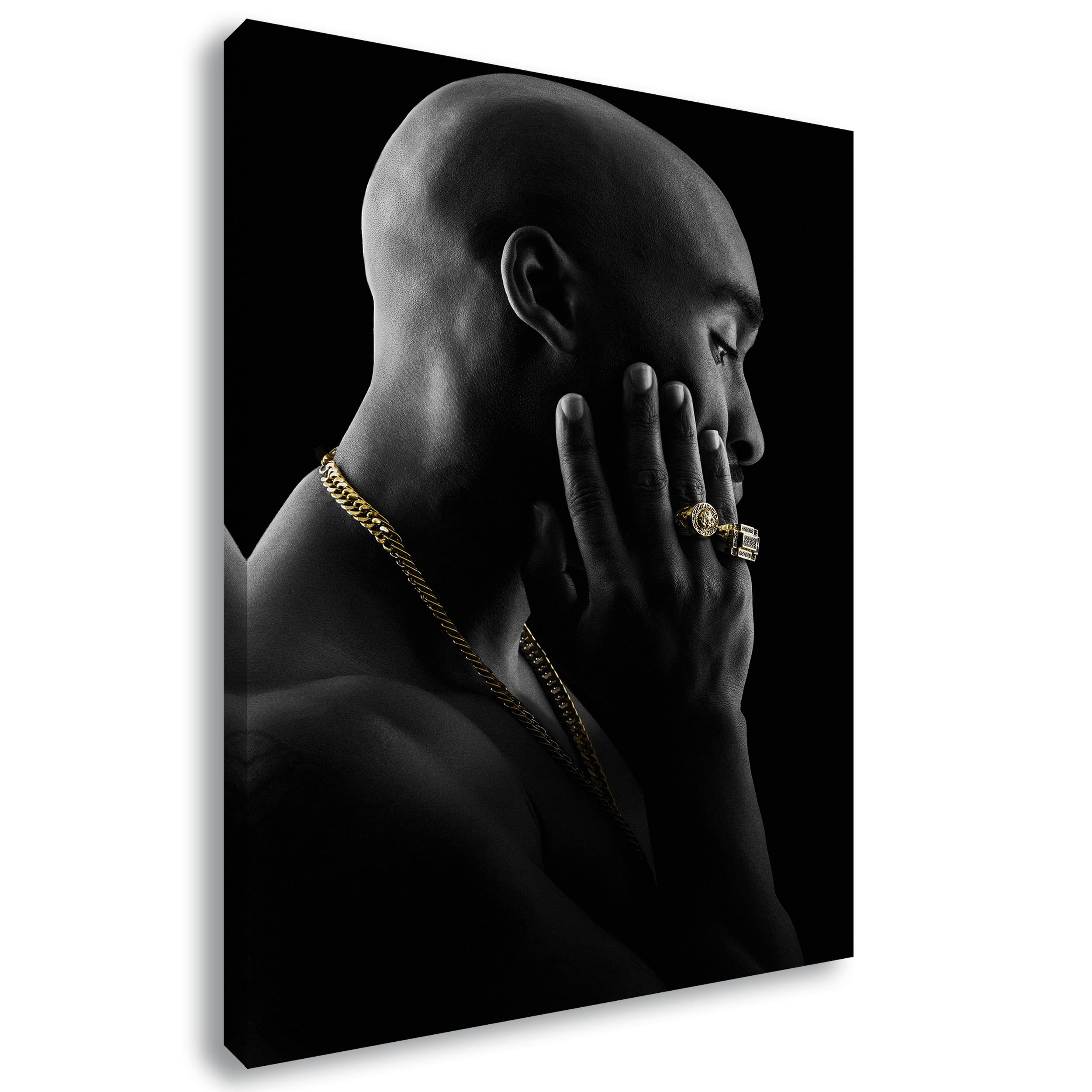 Artis Prints Leinwandbild 2Pac | Portrait - Schwarzweiß, Körperkunst - Musiker, Fotografie - Deko, Klein bis Groß, Inneneinrichtung - Wohnzimmer