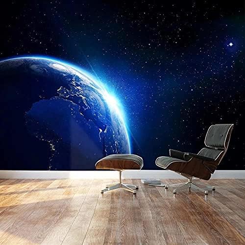 XLMING Leuchtend Blaue Wand Der Erde Im Universum 3D Tapeten Home Esszimmer Sofa Schlafzimmer Wohnzimmer TV Hintergrund-250cm×170cm