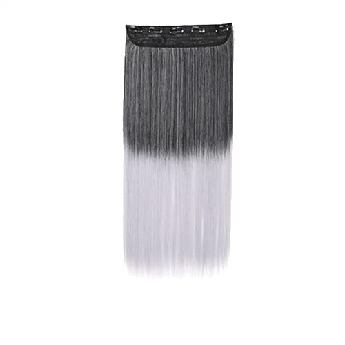 Clip-in-Haarverlängerungen 22 Zoll synthetische Clip-on-Haarverlängerung, Ombre, bunte Perücke, einteilige, gewellte Haarverlängerung, 5 Clips im Haarteil for Frauen und Mädchen Clip-in-Haarverlängeru