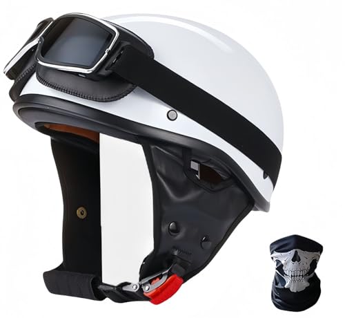 Vintage-Motorrad-Halbhelm, Schalenhelm, Elektrischer Motorrad-Roller, Für Männer Und Frauen, Reiten, ECE-Zugelassener Jet-Helm, Cruiser, Chopper, Sturzhelm D,XL59-63CM