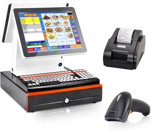 Kleines Touch-Registrierkassen-All-in-One-Gerät, 15,6-Zoll-Dual-Screen-Touch, Multi-Angle-Faltung, 4G + 128 GB, für Restaurant-Supermarkt-Einzelhandel,A