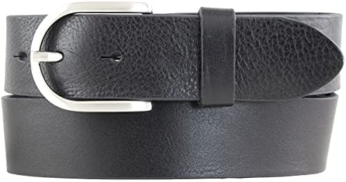 BELTINGER Damen-Gürtel aus Vollrindleder 4 cm | Jeans-Gürtel für Damen 40mm | Vollleder-Gürtel mit runder Gürtelschließe | Schwarz 110cm