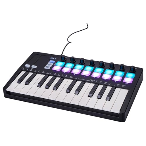 USB-Tastatur-Controller, 25 Tasten, 16 Hintergrundbeleuchtung, Schlagzeug-Pad, Geschwindigkeiten, empfindliches Keybed Beating Pad, LED-Display