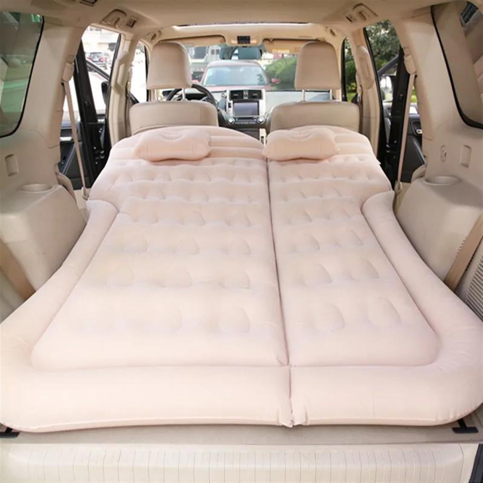 GLILAR Auto Luftmatratze Auto-Reisebett, Automatisch Aufblasbare Luftmatratze Für SUV, Erwachsene, Selbstfahrende Reisen, Outdoor, Camping, Business, Autozubehör, 175 X 130 cm(Beige)