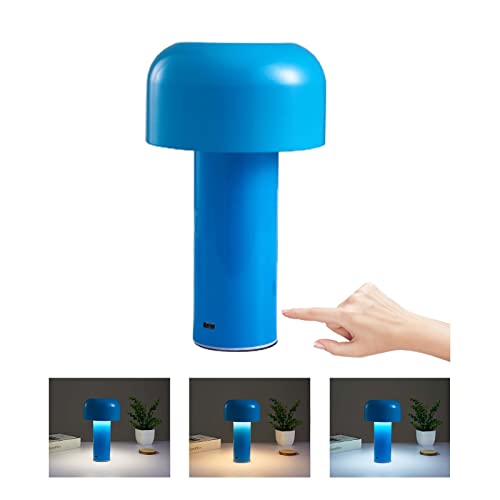 Mushroom Kabellose Tischlampe, Touch Dimmbar Pilz Lampe mit 3 Beleuchtungsmodi, LED Akku Tischleuchte, Dekorative Mushroom Lamp Aufladbar USB Tischleuchten für Schlafzimmer, Nachttisch, Kinderzimmer (