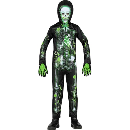 "TOXIC SKELETON" (jumpsuit, hooded mask) - (140 cm / 8-10 Years)