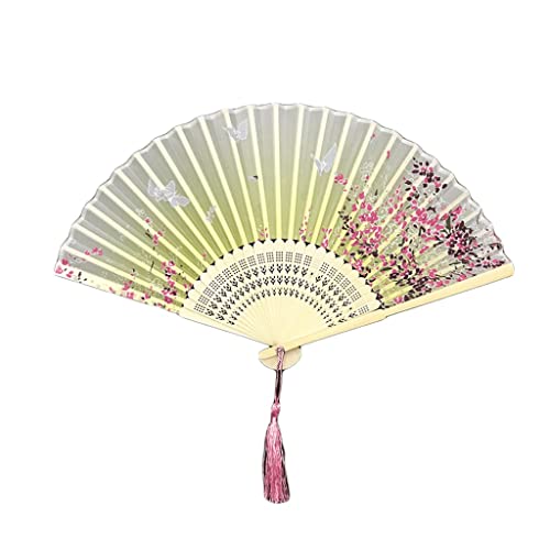 Modischer Handfächer, hellgrün, handlicher Faltfächer, chinesischer japanischer Bambusfächer, Handfächer, Vintage-Retro-Handfächer für Festivals, Tanzgeschenke, Faltfächer, dekorativer Fächer (Farbe: