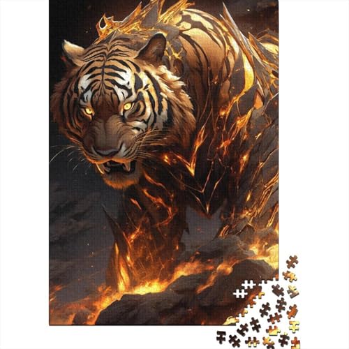 Vulkanische Tiger für Erwachsene, Puzzle mit 1000 Teilen, Puzzle mit 1000 Teilen für Erwachsene und Teenager, Entspannungspuzzle, Spiele, Denksportaufgaben (Größe 75x50cm)