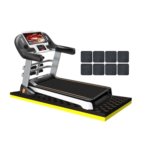 SadiTy Trainingsmatte Für Laufband, Fitness-Hartholzteppich Unter Dem Training Lärmschutz Für Böden, Crosstrainer-Fitnessgeräte, Für Laufband Und Trainingsgeräte(Black Yellow,160 * 80cm)