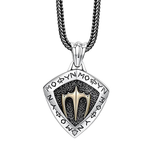 VOYADE Viking Rune Shield Flying Eagle Pendant, S925 Sterling Silver Shield Symbol Pendant Necklace, Nordic Jewelry,Silber,pendant+60CM