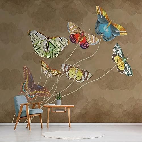 XLMING Einfache Vintage Art Schmetterling 3D Tapete Home Dekoration Wohnzimmer Sofa Schlafzimmer Tv Hintergrund Wand-400cm×280cm