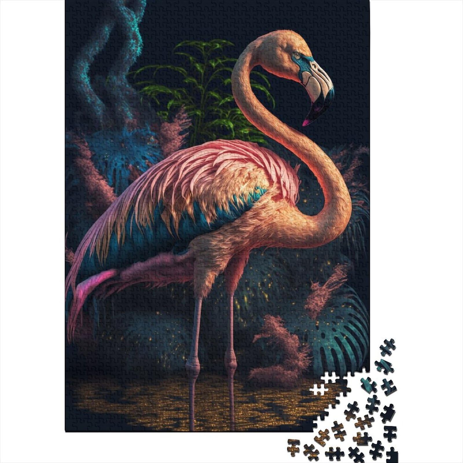 Bunter Flamingo für Erwachsene, schwieriges Puzzle 1000 Teile, Puzzle für Erwachsene, interessantes Puzzle zur Stressreduzierung, 75 x 50 cm