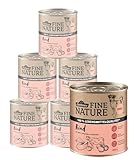 Dehner Fine Nature Hundefutter, Nassfutter in Lebensmittelqualität, für ausgewachsene Hunde, Rind, 6 x 800 g Dose (4.8 kg)