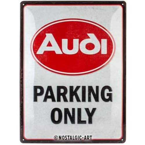 Nostalgic-Art Retro Blechschild Audi-Parking Only – Geschenk-Idee für Auto Zubehör Fans, aus Metall, Vintage-Design zur Dekoration, 30 x 40 cm