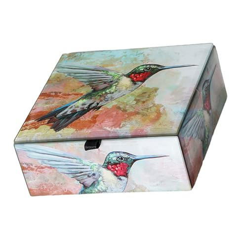 YiNLuax Schmuck-Aufbewahrungsbox mit Kolibri-Motiv, bemalt, dekorative Schmuckschatulle mit Kolibri-Kunstwerk und Schutzfunktionen