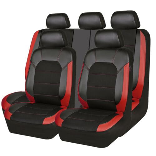 JAMNIK Auto sitzbezüge für Volvo S60L V40 V60 S60 Xc60 Xc90 Xc60 C70 S80 S40 2000-2023 2024, Full Set Leder Sitzbezug Vordersitze Rücksitzschoner, Auto Zubehör,Red