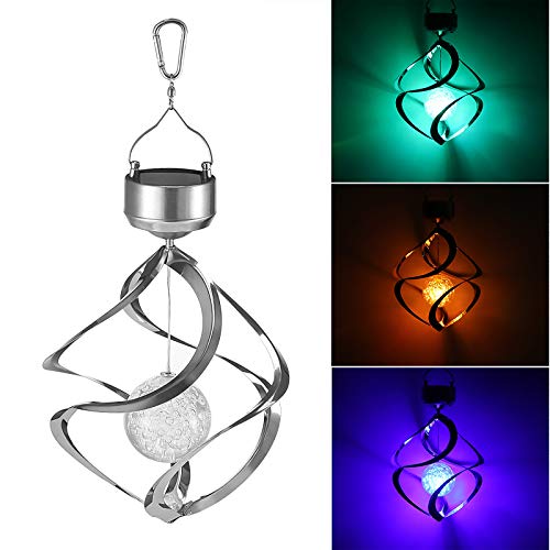 ALLOMN Solarbetriebenes Licht, Solar dekoratives Licht Yard Ornament Lamp Solarbetriebene Kristallkugel Lampe Wind Funkelnde Kristallkugel Lampe Farbwechsel Hängelampe