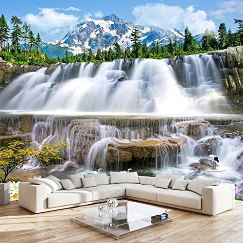 XLMING Klassische Landschaftsmalerei Schnee Berg Wasserfall 3D Tapete Home Dekoration Wohnzimmer Sofa Schlafzimmer Tv Hintergrund Wand-350cm×256cm