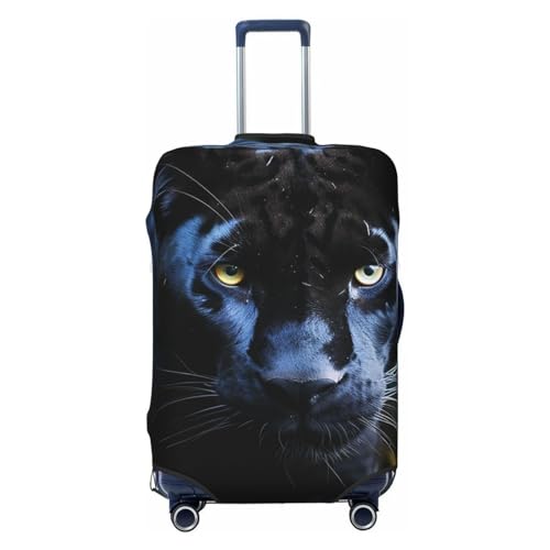 CSGJMYGS Panther mit blauen Augen Gepäckabdeckungen für Koffer, waschbar, modisch, dehnbar, kratzfest, passend für 45,7 - 81,3 cm Gepäck, XL, Schwarz, XL, Schwarz , XL