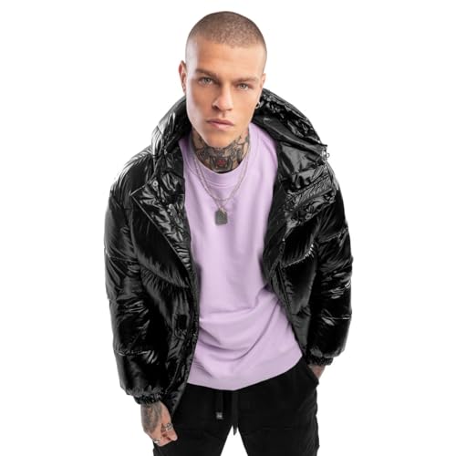 SIROKO - Glänzende Pufferjacke Barent - XL - Schwarz