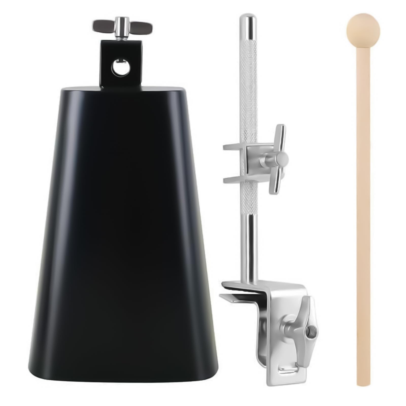 Cowbell Halter Klemmen mit Kuhglocke und Drumstick Einstellbare Noise Maker Cowbell Mount Holder Drum Hardware für Schlagzeuger