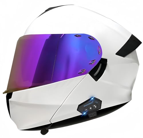 Modularer Integrierter Bluetooth-Motorradhelm, ECE-Zugelassener Herren-Rollerhelm, Integrierter Motorradhelm Mit Doppelvisier, Für Erwachsene Männer Und Frauen G,XXL63-64CM