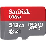 SanDisk Ultra 512 GB microSDXC Memory Card + SD Adapter with A1 App Performance Up to 100 MB/s, Class 10, U1, Red/Grey