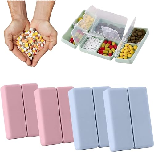 2/4 Pack 7 Fächer Tragbare Pillendose Tägliche Pillendose 7 Fächer Tragbare Pillendose Reise-Pillen-Organizer, Fach Pillen-Organizer /1042 (Farbe: 4pcs-02)