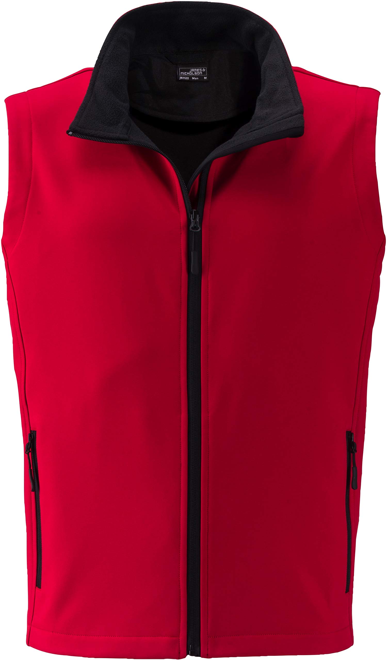 James & Nicholson Herren Men's Promo Softshell Vest Outdoor Weste, Rot (Red/Black), Large