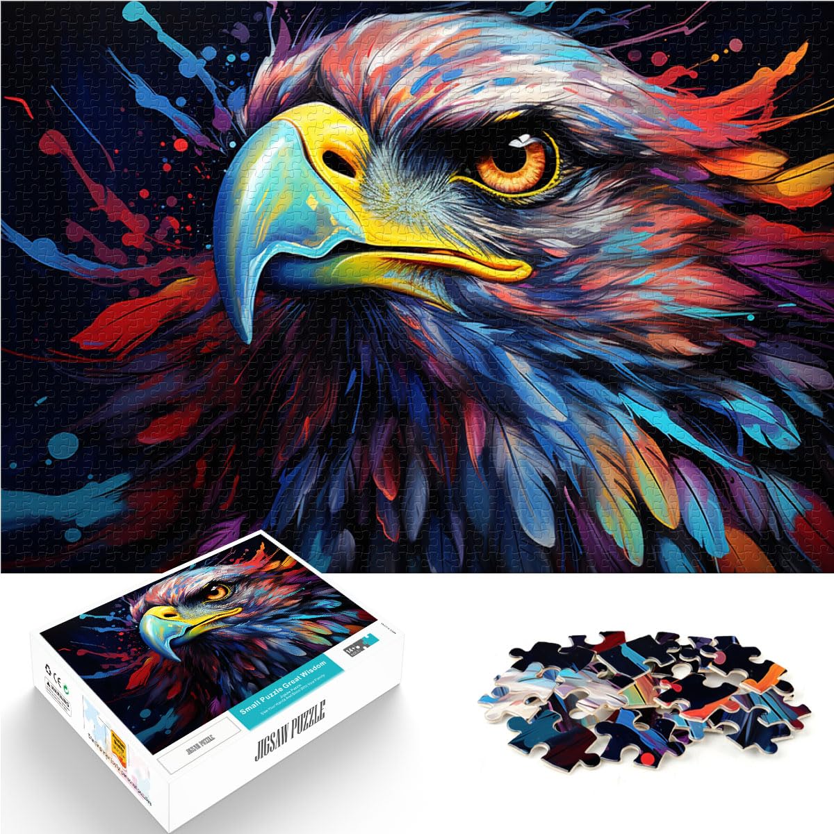 Puzzle, Geschenke, Spielzeug, Adlergemälde, 1000-teiliges Puzzle für Erwachsene, Holzpuzzle, ganze Familie, 1000 Teile (50 x 75 cm)