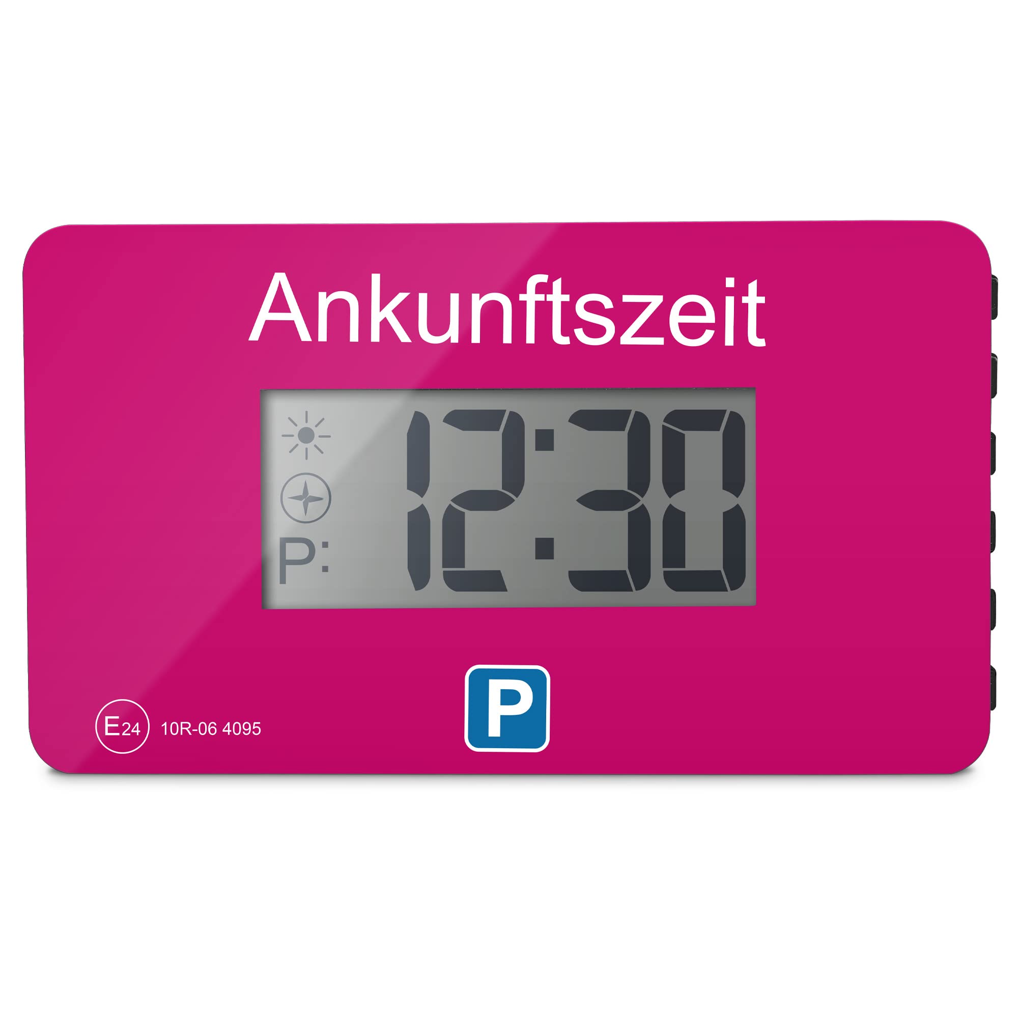 Parkwächter V1 automatische Parkscheibe gemäß der Straßenverkehrsordnung, Digitale Parkscheibe für das Auto, elektronische Parkuhr, pink, 105 x 60 x 13 mm