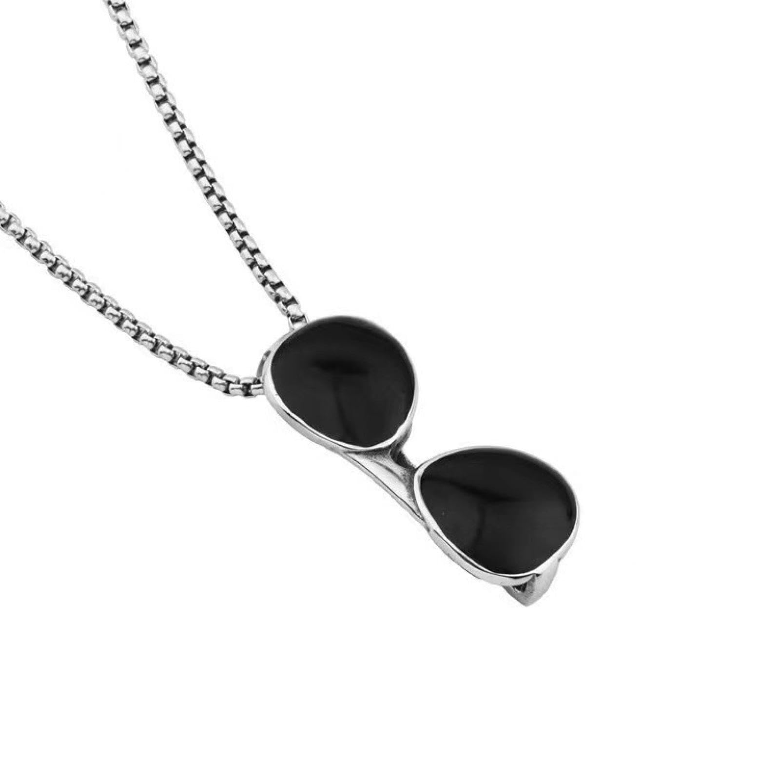 Belachick Halskette Ketten Schmuck Herren Frauen Anhänger Necklace Sonnenbrillen-Halskette Mit Einzigartigem Hip-Hop-Stil Für Männer Und Frauen