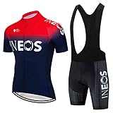 World Champion Team INEOS Radtrikot 12D Gel Pad Bike Shorts Set MTB Ropa Ciclismo Sommer Radfahren Maillot Wear - Rot - Mittel