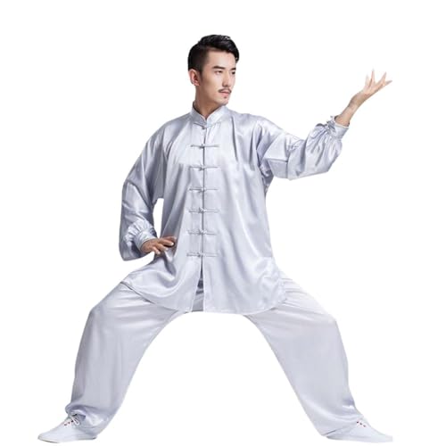 Miloyb Chinesische traditionelle Tai-Chi-Uniformen Kung Fu Kleidung Unisex SS-TJF01,grey-Medium