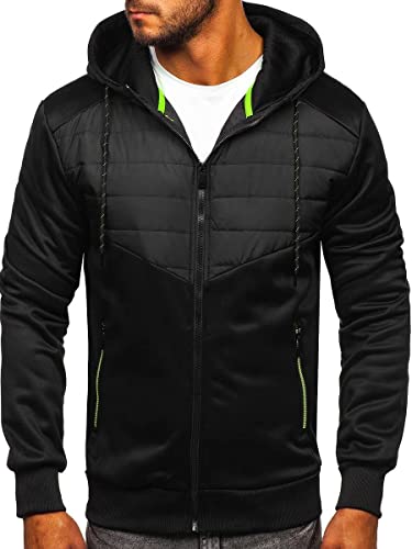 BOLF Herren Übergangsjacke Steppjacke Sportjacke Freizeitjacke Reißverschluss Street Style J.STYLE KS2149 Schwarz XXL [4D4]