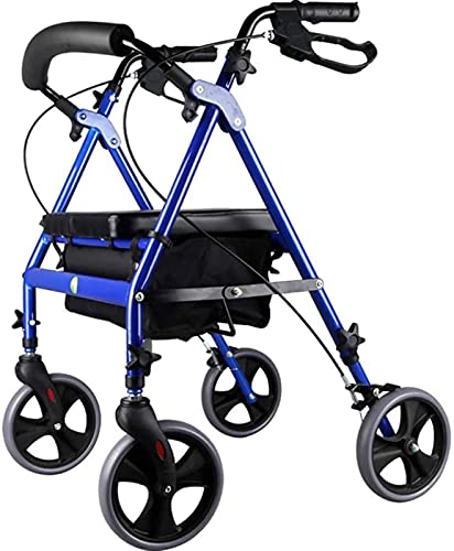 Rollator Walker Mobilität, Gehhilfe für Erwachsene, ältere Menschen, mit gepolstertem Sitz und Rückenlehne, zusammenklappbarer Rollator, Mobilitätshilfe für Erwachsene, Seniorensehnsucht nach