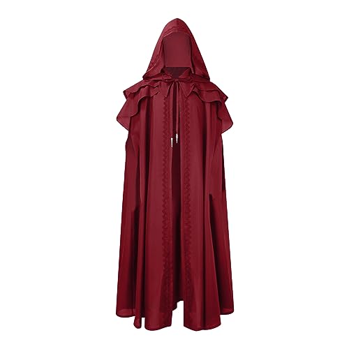 WANGTIANXUE Mittelalter Kleidung Herren, Mittelalter Kostüm Herren, Umhang Herren Vintage Gothic Stil Kapuzenumhang Große Größen Faschingskostüme Männer Umhang Halloween Cosplay Kostüme Erwachsene