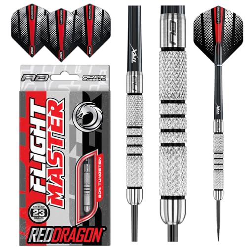 RED DRAGON Valiant: 23g Flightmaster Tungsten Darts mit Flights und Schäfte