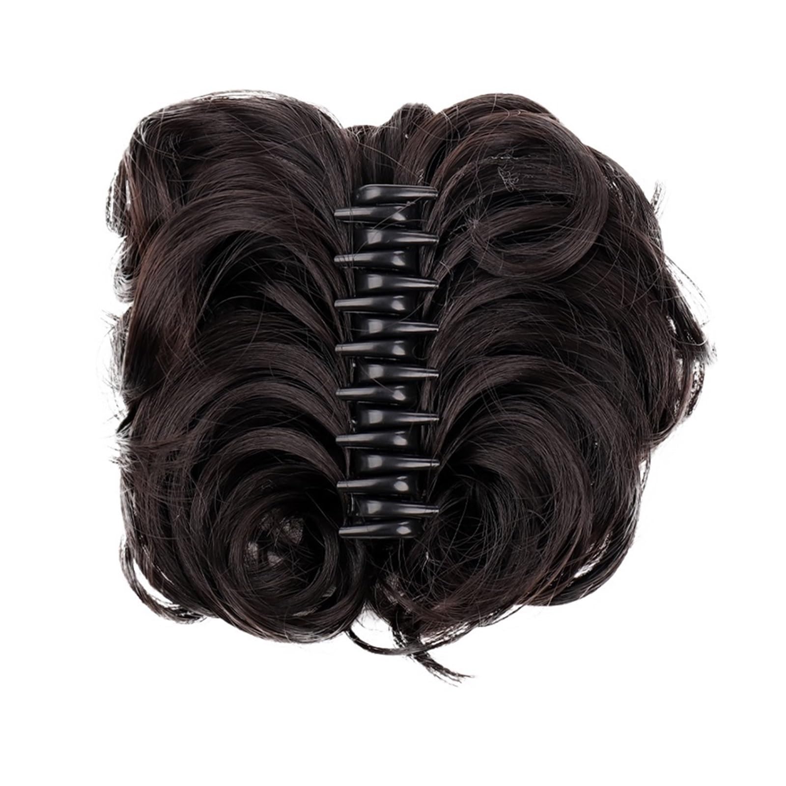 Haarteil Damen-Haarknoten, synthetische Bänder, kurze, lockige Chignon-Haarnadeln, Krallen-in-Haarteile for künstliches Kunsthaar, Haargummi, Schwarzbraun Haarverlängerung(C)