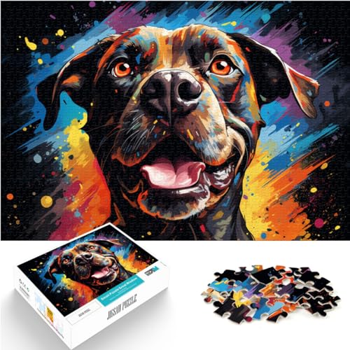 Puzzle, buntes Hundegemälde, 1000-teiliges Puzzle für Erwachsene, Holzpuzzle ganze Familie und die 1000 Teile (50 x 75 cm)