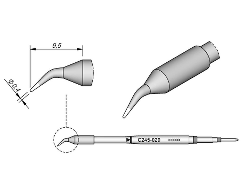 JBC Lötspitze Serie C245, Rundform, C245032/Ø 0,4 mm, gerade C245032 (Lötkartusche Lötpatrone Loetspitze Loetkartusche Loetpatrone 2245 2045 bleifrei)