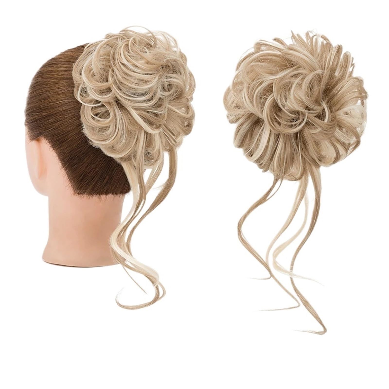 Haarteile Haarknoten Synthetisches, lockiges, elastisches Band, Chignon, Donut mit Zöpfen, Haargummis, unordentliches Dutt-Haar, Hochsteckfrisur, Haarteile, Verlängerungen for Frauen Brötchen Haare(15