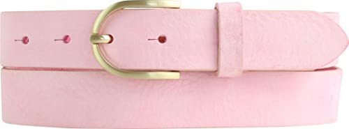 BELTINGER Damen-Gürtel aus weichem Vollrindleder Vintage-Look 3 cm | Leder-Gürtel für Damen 30mm | Schmaler Gürtel Used-Look mit goldener Gürtelschnalle | Fuchsia 110cm